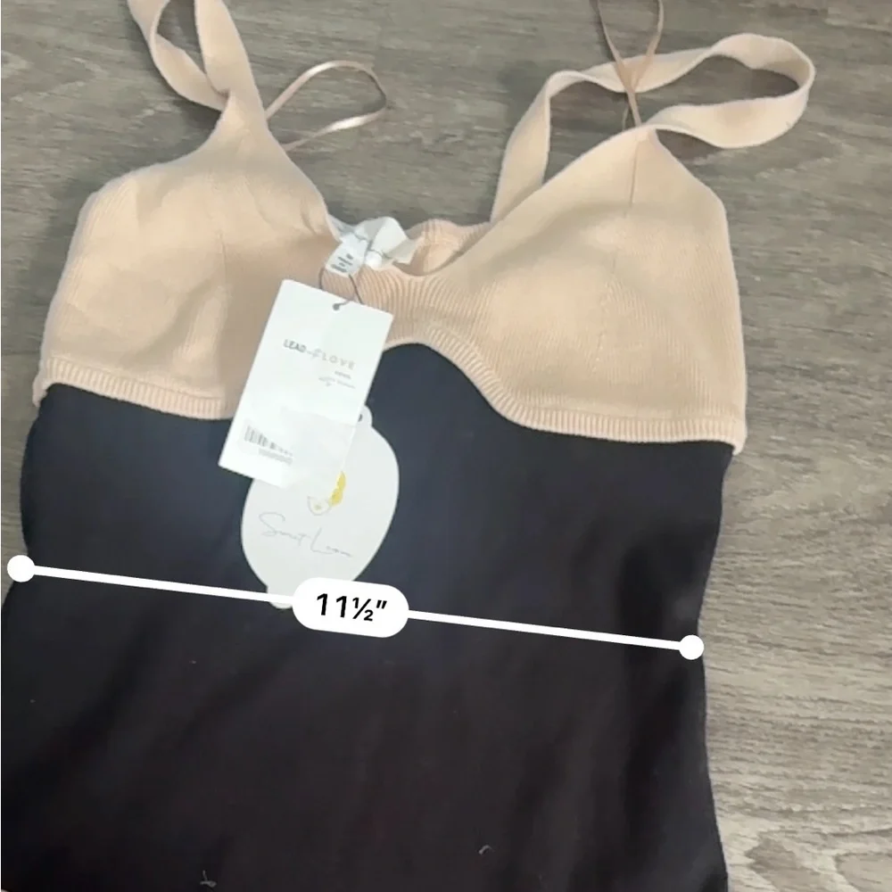 SWEET LEMON Two-Tone Black and Nude Slip knit Dress with Bustier Detail size M - Picture 10 of 10